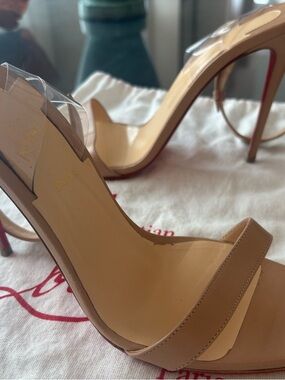 Christian Louboutin Beige  Leather Clear Strap Stilettos Jonatina 100